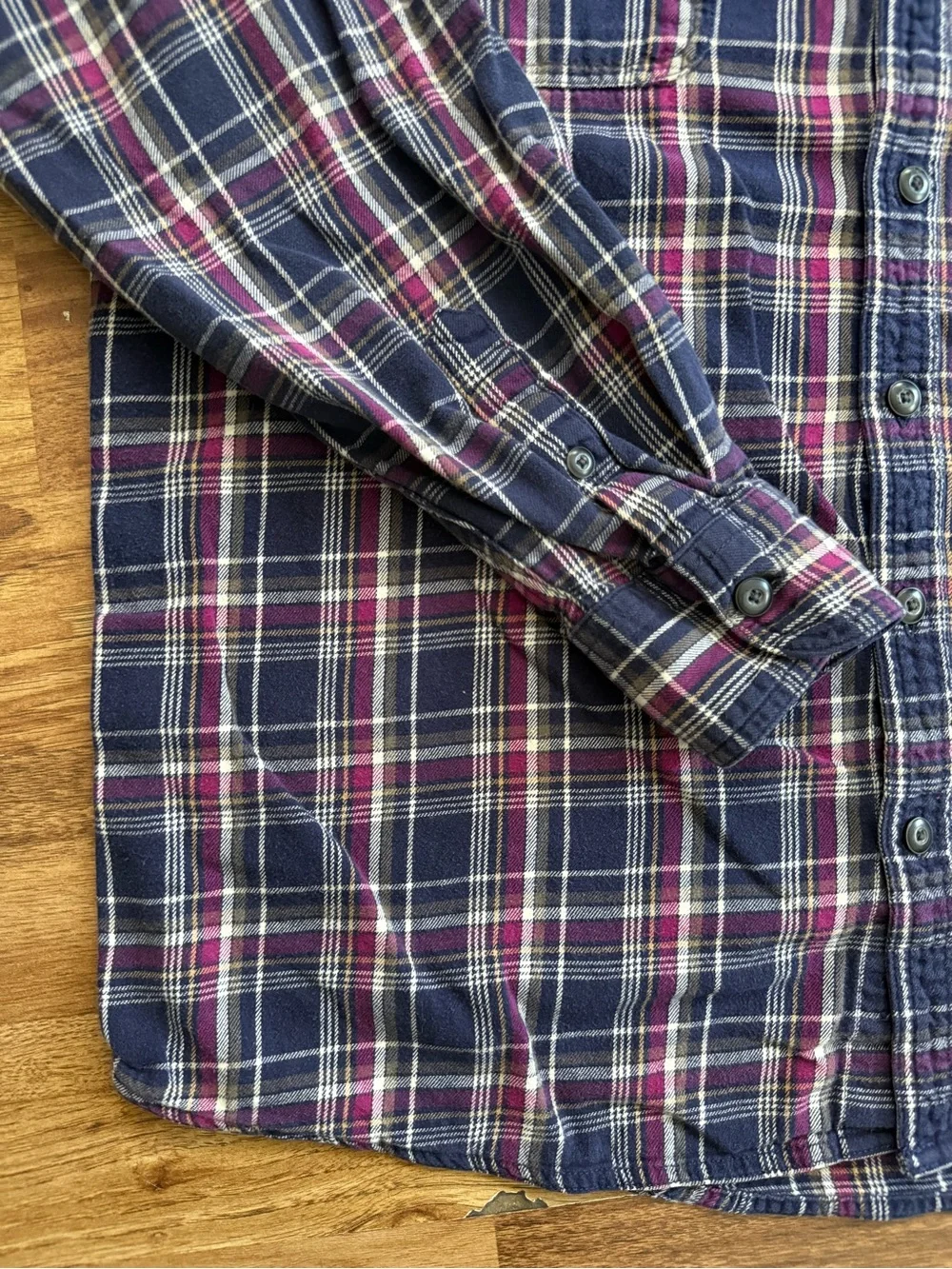 Sonoma Navy and Burgundy Plaid Button-Down Shirt